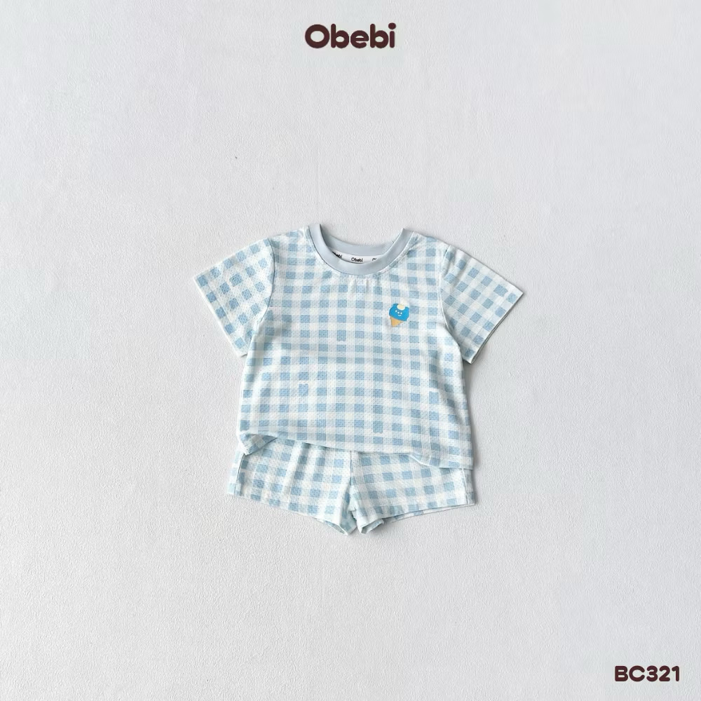 OBEBI - Bộ cộc kẻ caro vải modal OBEBI (66-120)