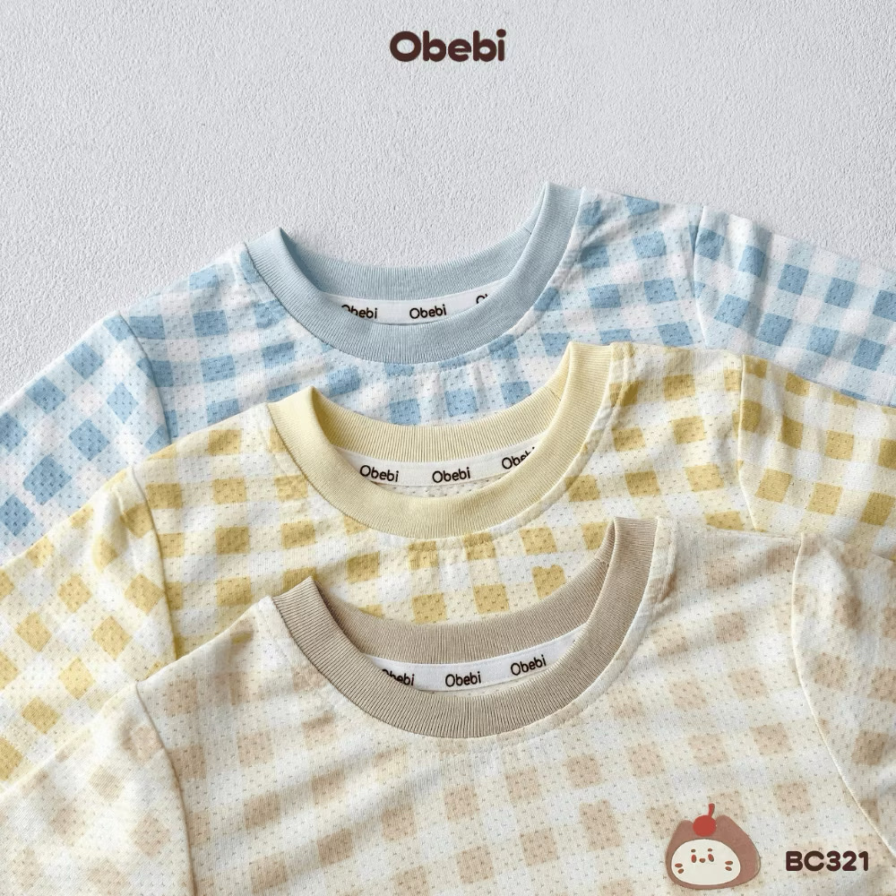 OBEBI - Bộ cộc kẻ caro vải modal OBEBI (66-120)