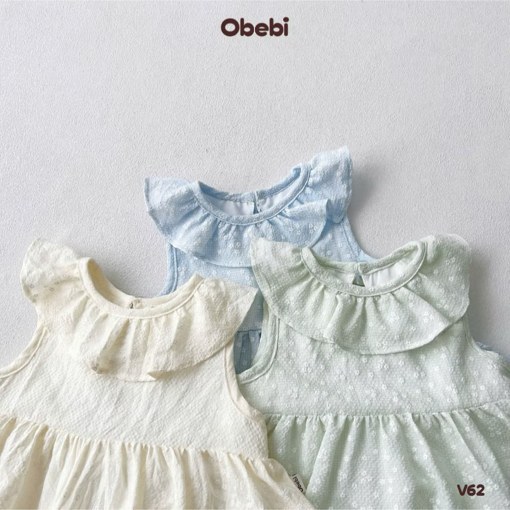 OBEBI - Váy ba lỗ cổ bèo hoa nhí(73-120)