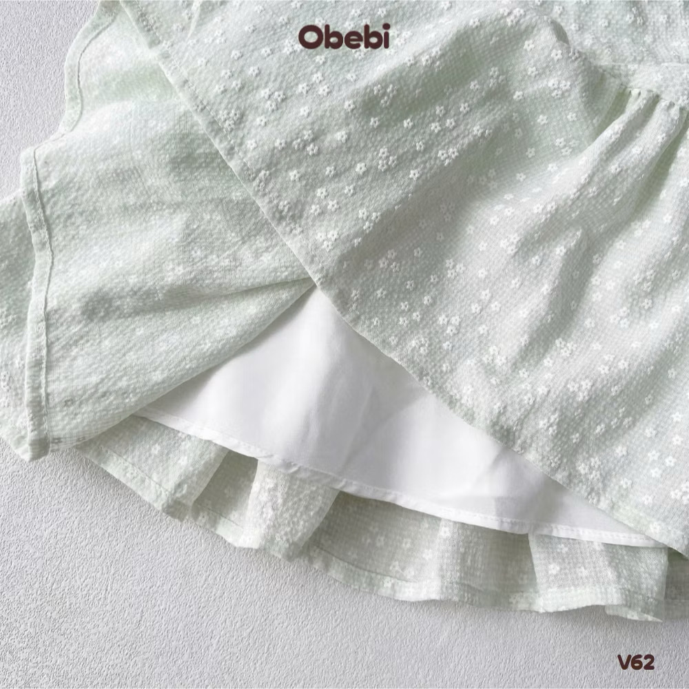 OBEBI - Váy ba lỗ cổ bèo hoa nhí(73-120)