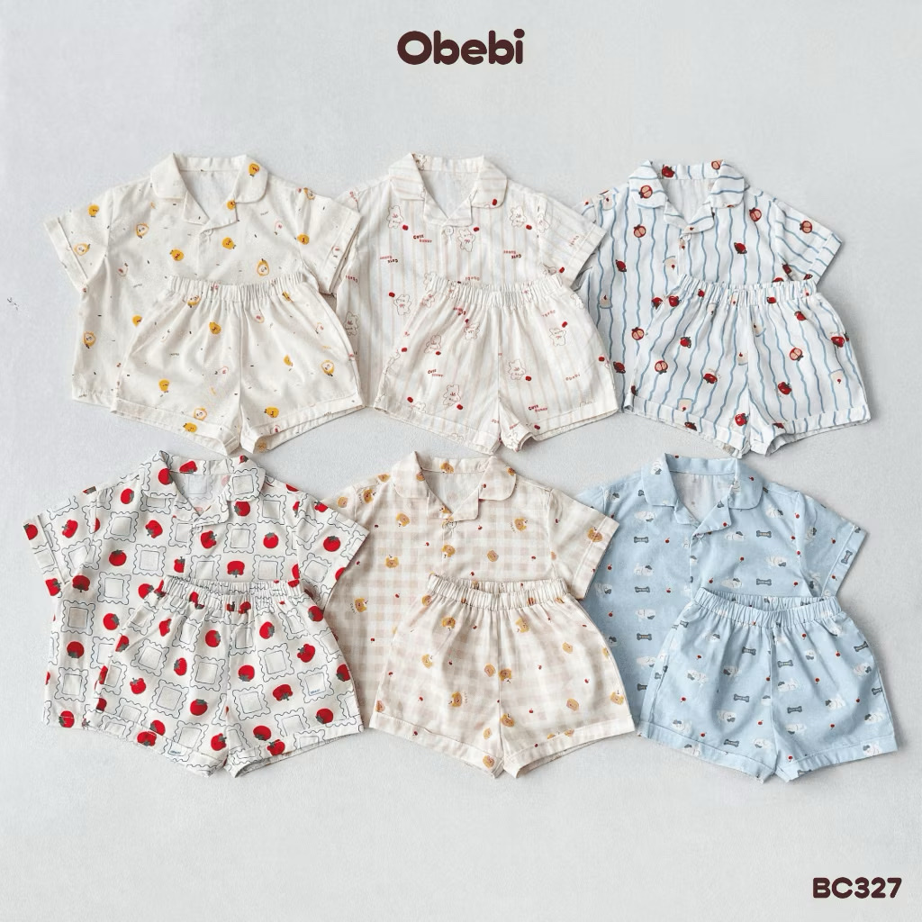 OBEBI - Bộ Pijama cộc tay OBEBI hoạ tiết đáng yêu(73-120)