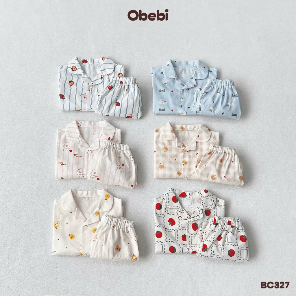 OBEBI - Bộ Pijama cộc tay OBEBI hoạ tiết đáng yêu(73-120)