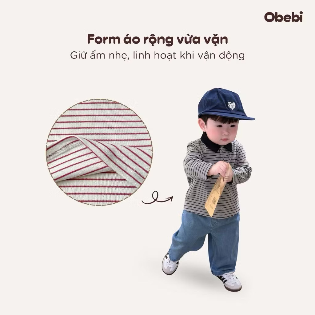 OBEBI - Áo POLO hoạ tiết kẻ OBEBI (73-120)