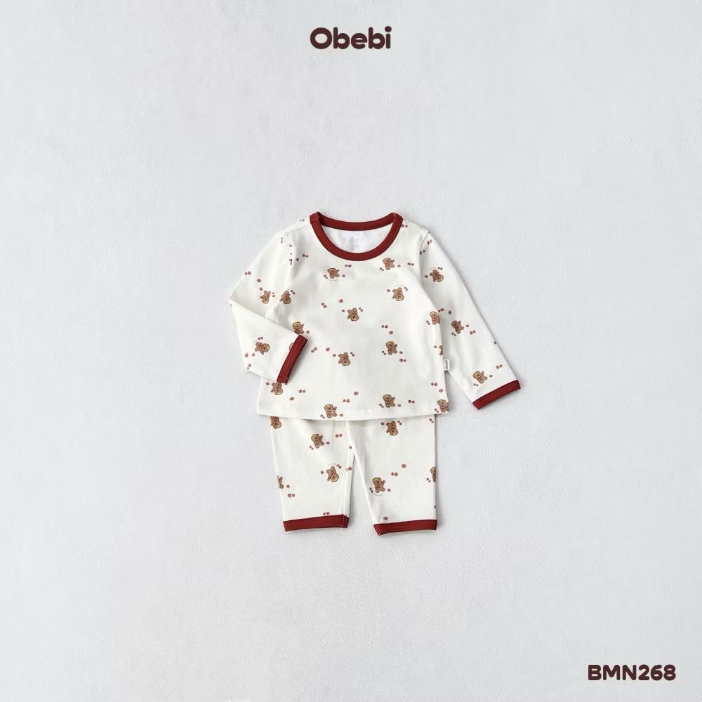 OBEBI - Bộ dài tay hoạ tiết phối màu viền hình dễ thương OBEBI(66-120)