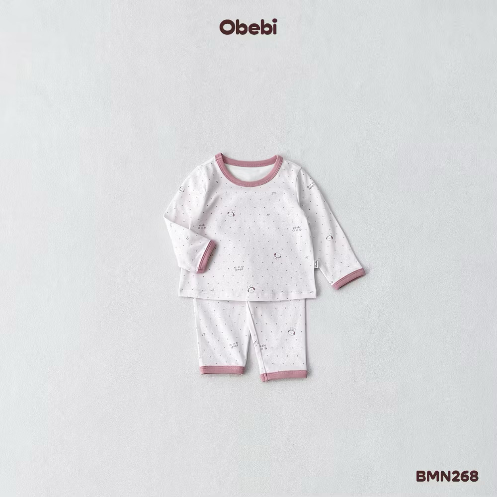 OBEBI - Bộ dài tay hoạ tiết phối màu viền hình dễ thương OBEBI(66-120)