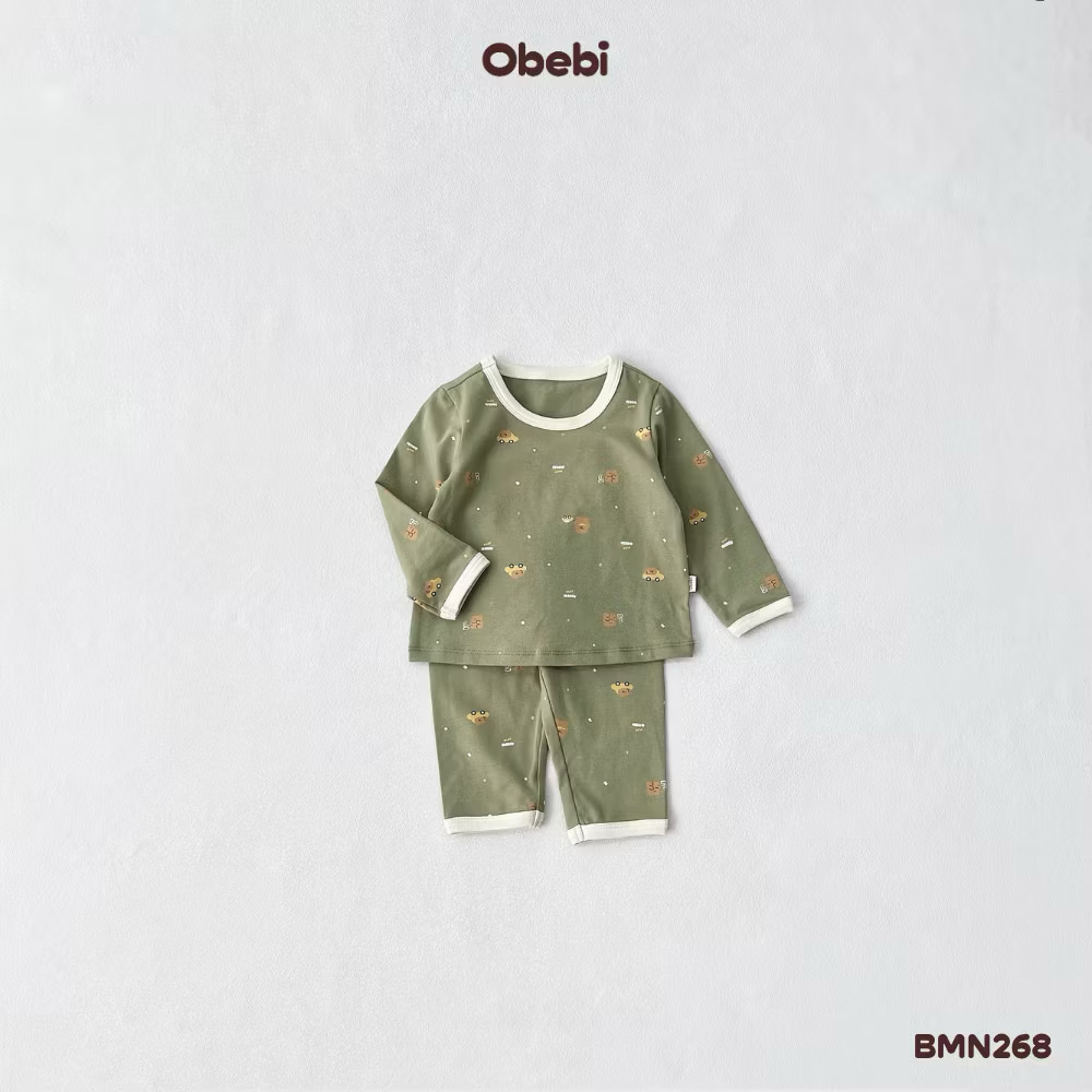 OBEBI - Bộ dài tay hoạ tiết phối màu viền hình dễ thương OBEBI(66-120)