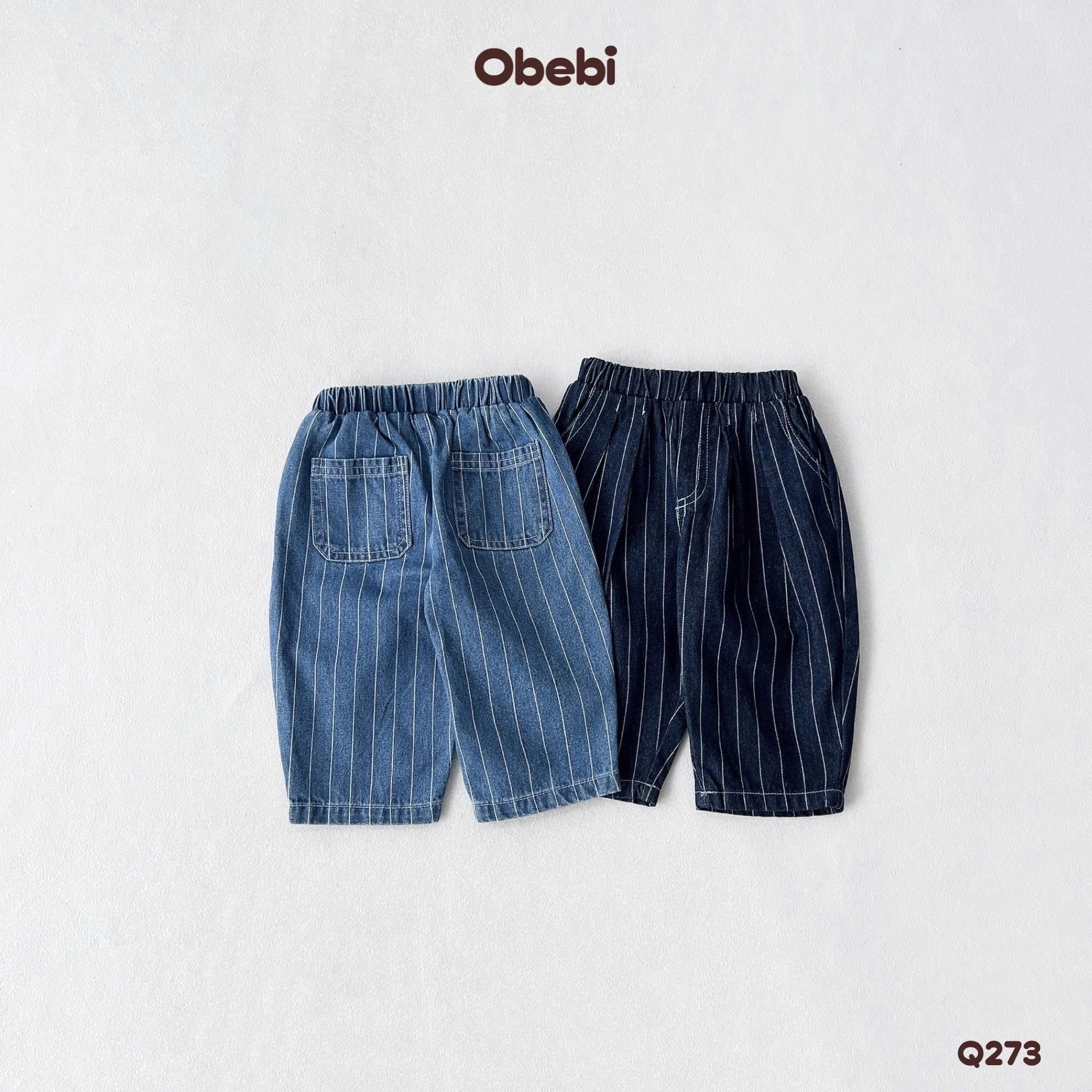 OBEBI - Quần Jean kẻ phom Balloon OBEBI(73-120)