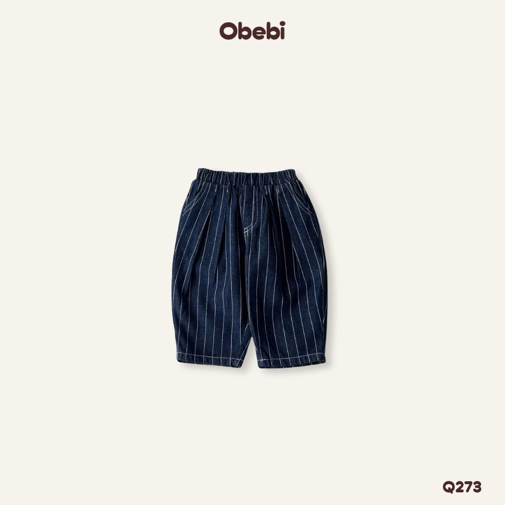 OBEBI - Quần Jean kẻ phom Balloon OBEBI(73-120)