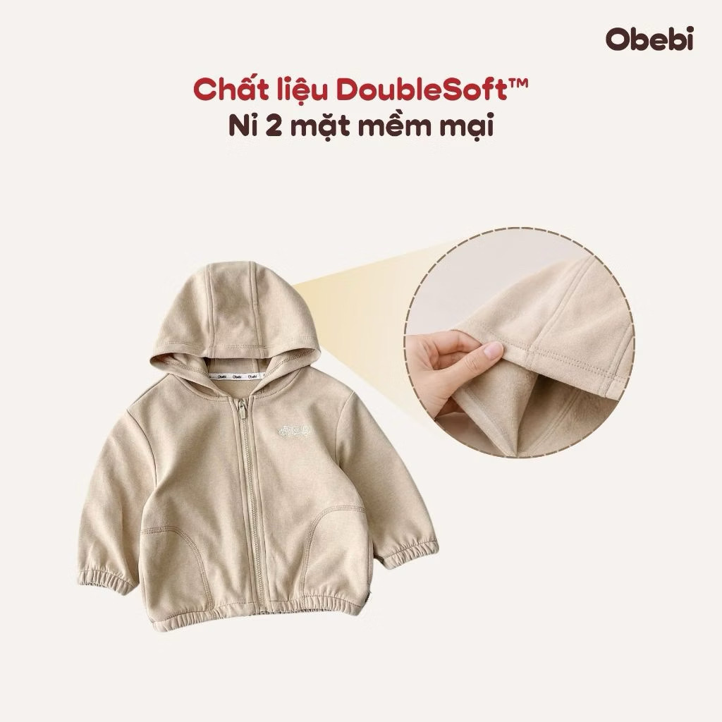 OBEBI - Áo khoác nỉ thêu hình dễ thương OBEBI(73-120)