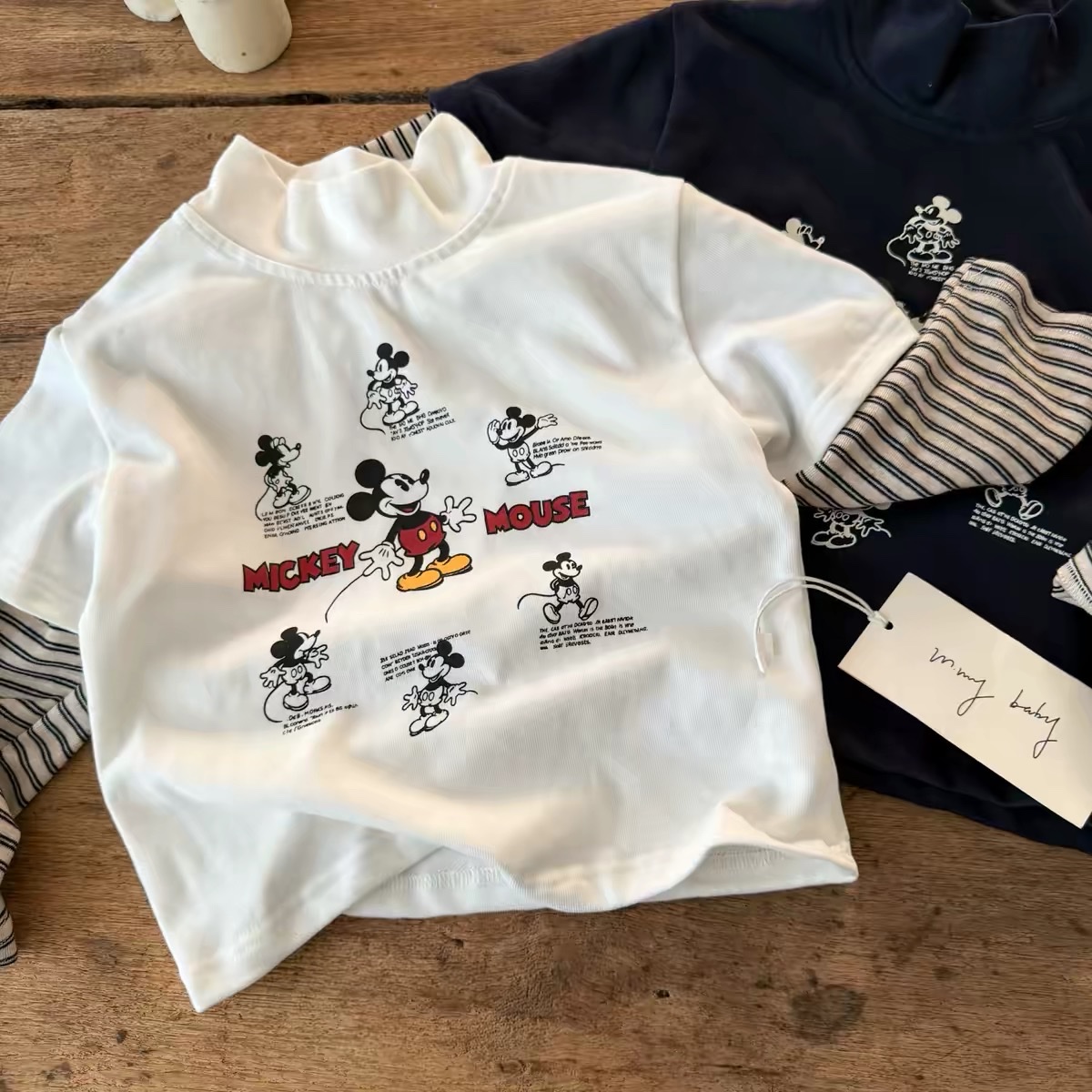 BK - Áo giữ nhiệt Mickey tay kẻ(90-140)