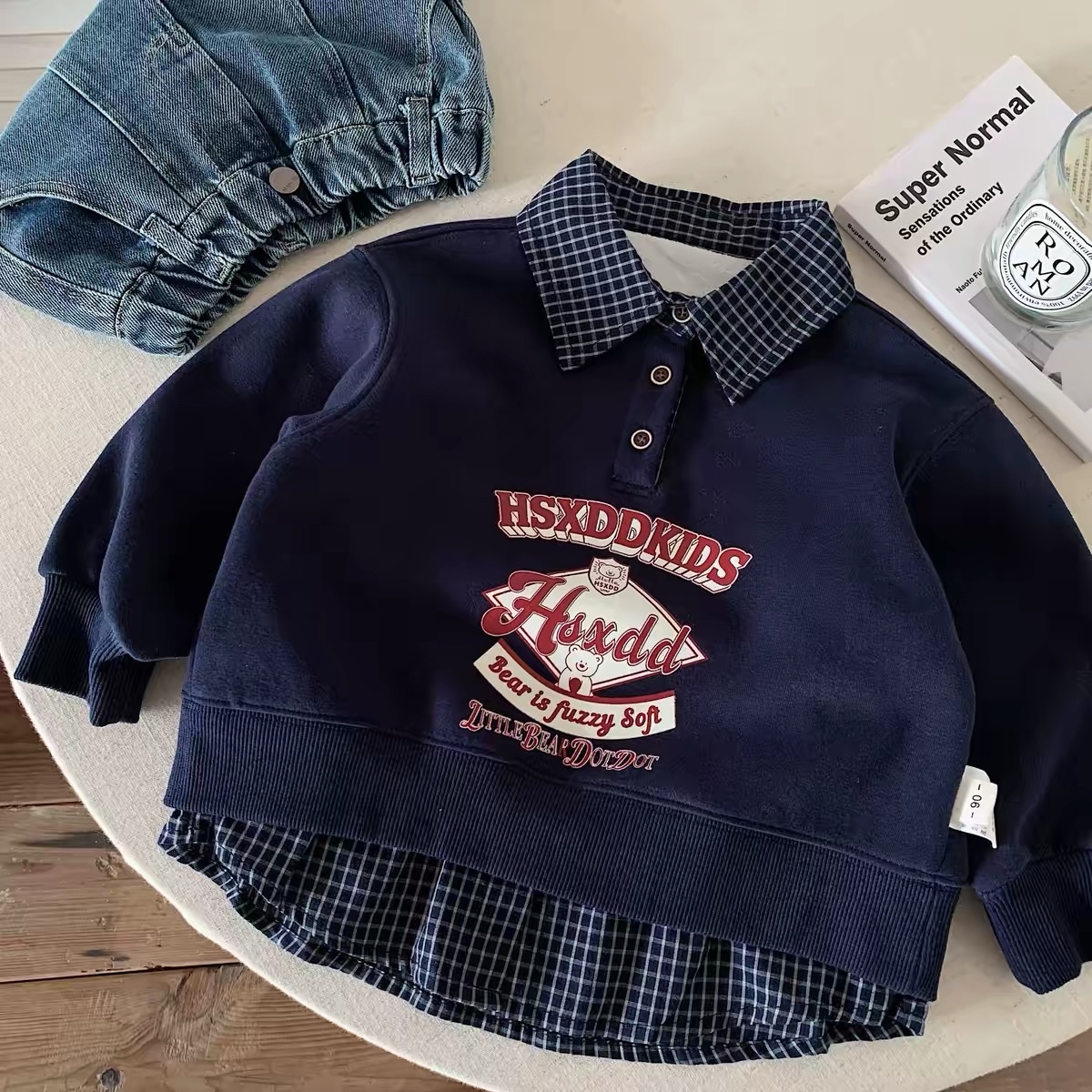 BK - Áo nỉ cổ Polo lót nỉ in hình(90-140)