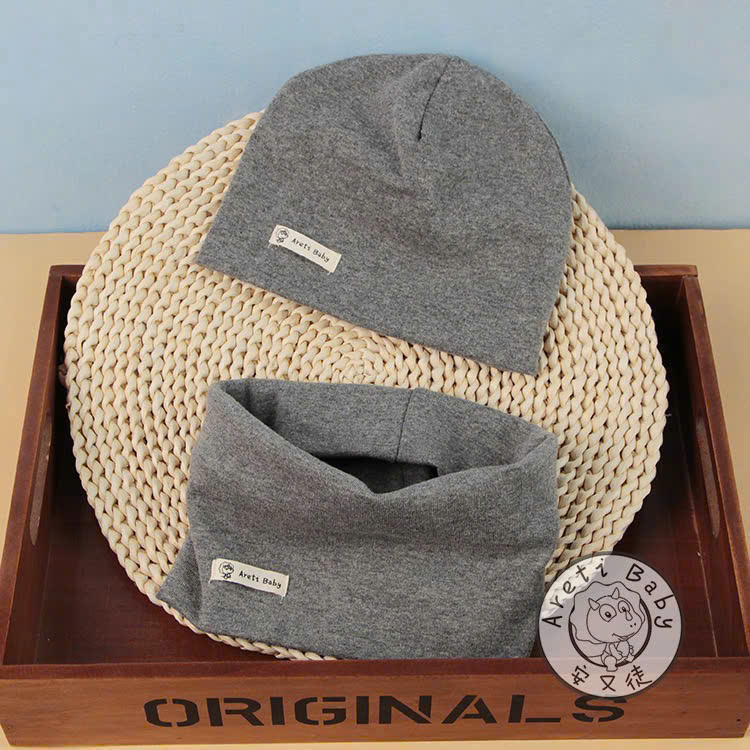 BK - Mũ cotton xám trơn+khănn(M-L)