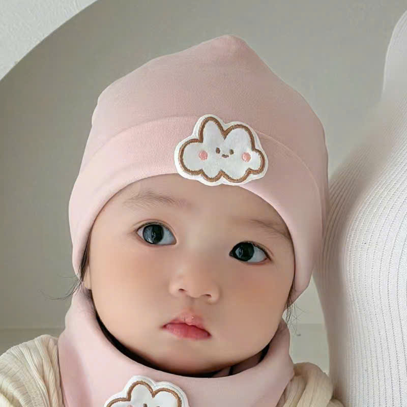 BK - Mũ cotton đính hình nổi+khăn(M-L)