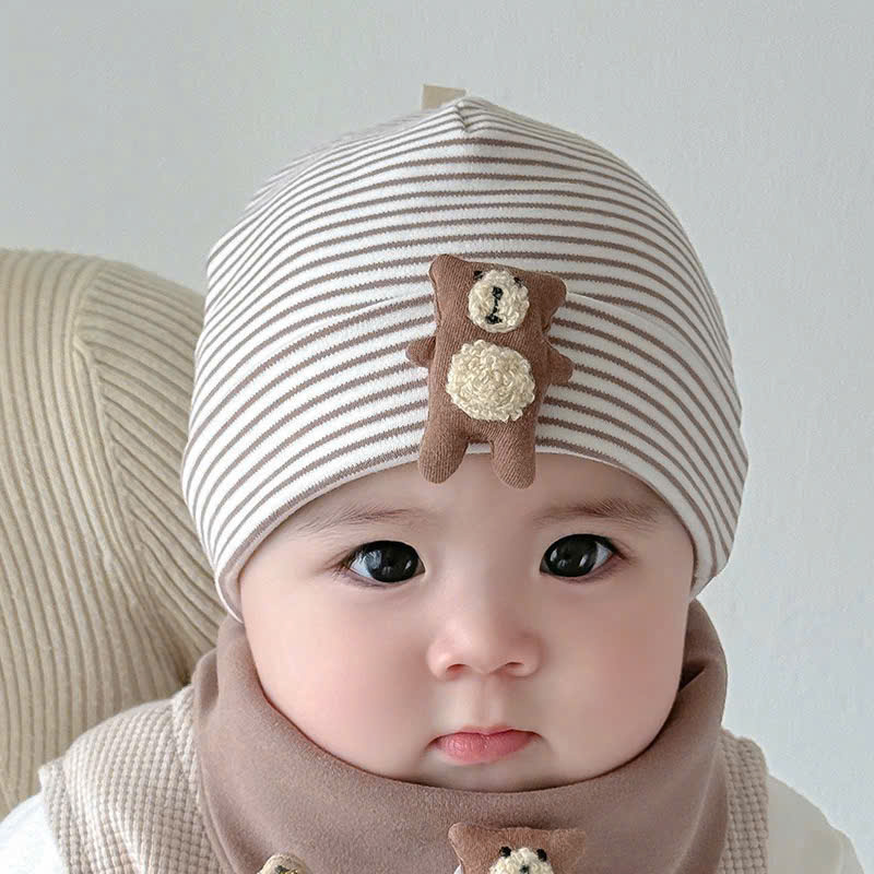 BK - Mũ cotton đính hình nổi+khăn(M-L)