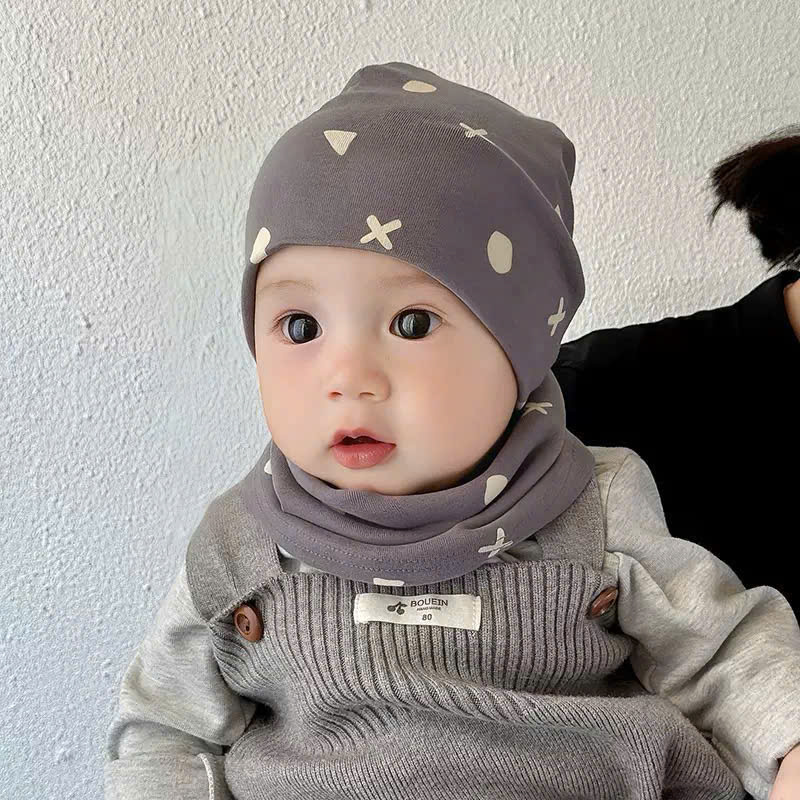 BK - Mũ cotton xám X+khănn(M-L)