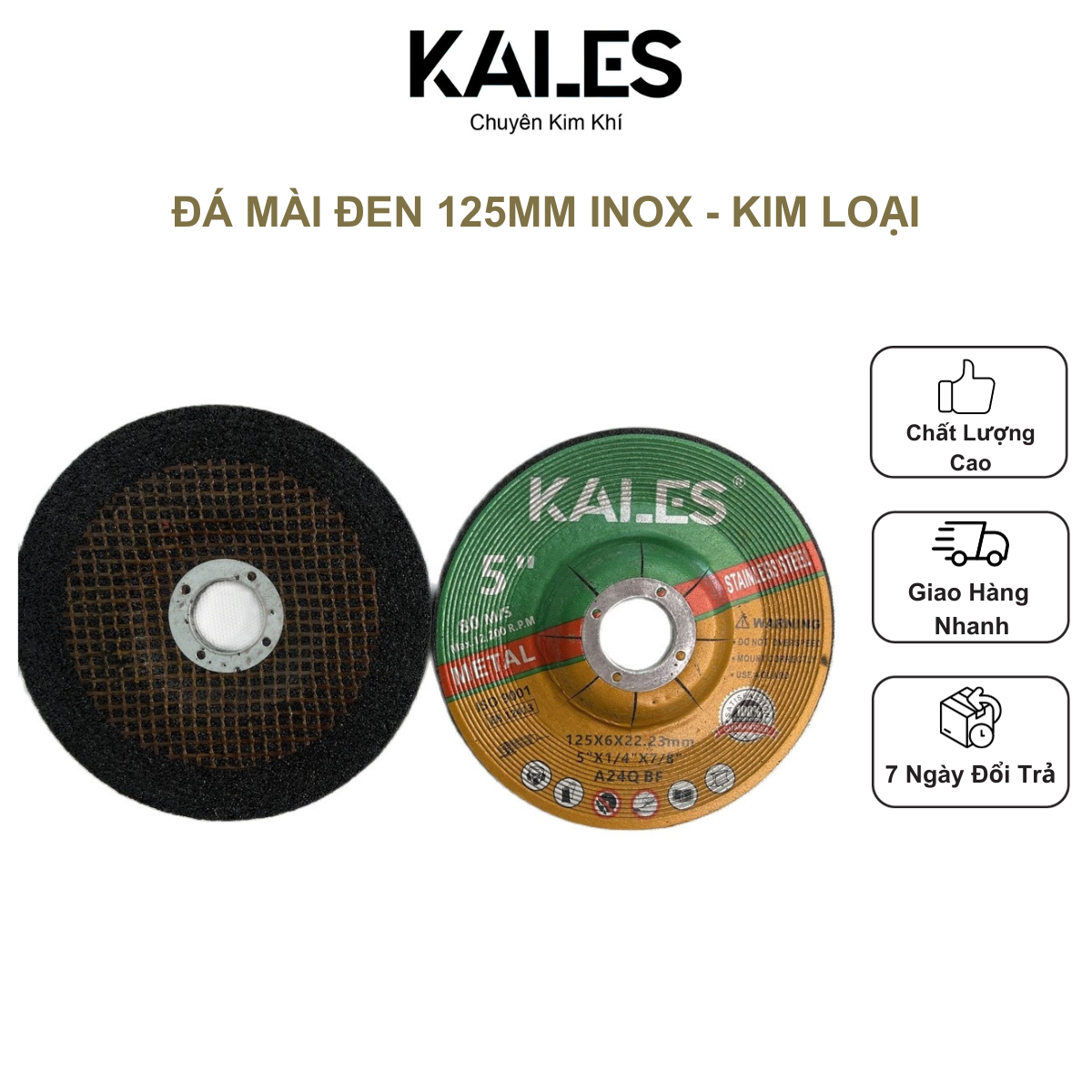 Đá Mài Đen Sắt Inox Kim Loại - 125*6*22.23mm | KALES
