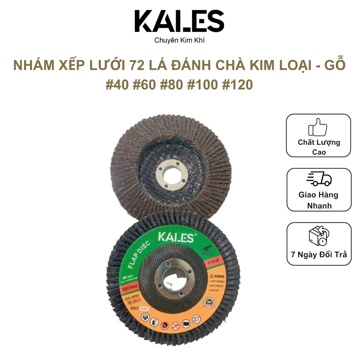 Nhám Xếp Xanh - Nâu Đỏ 72 lá - 100*16mm | #40 #60 #80 #100 #120 | KALES