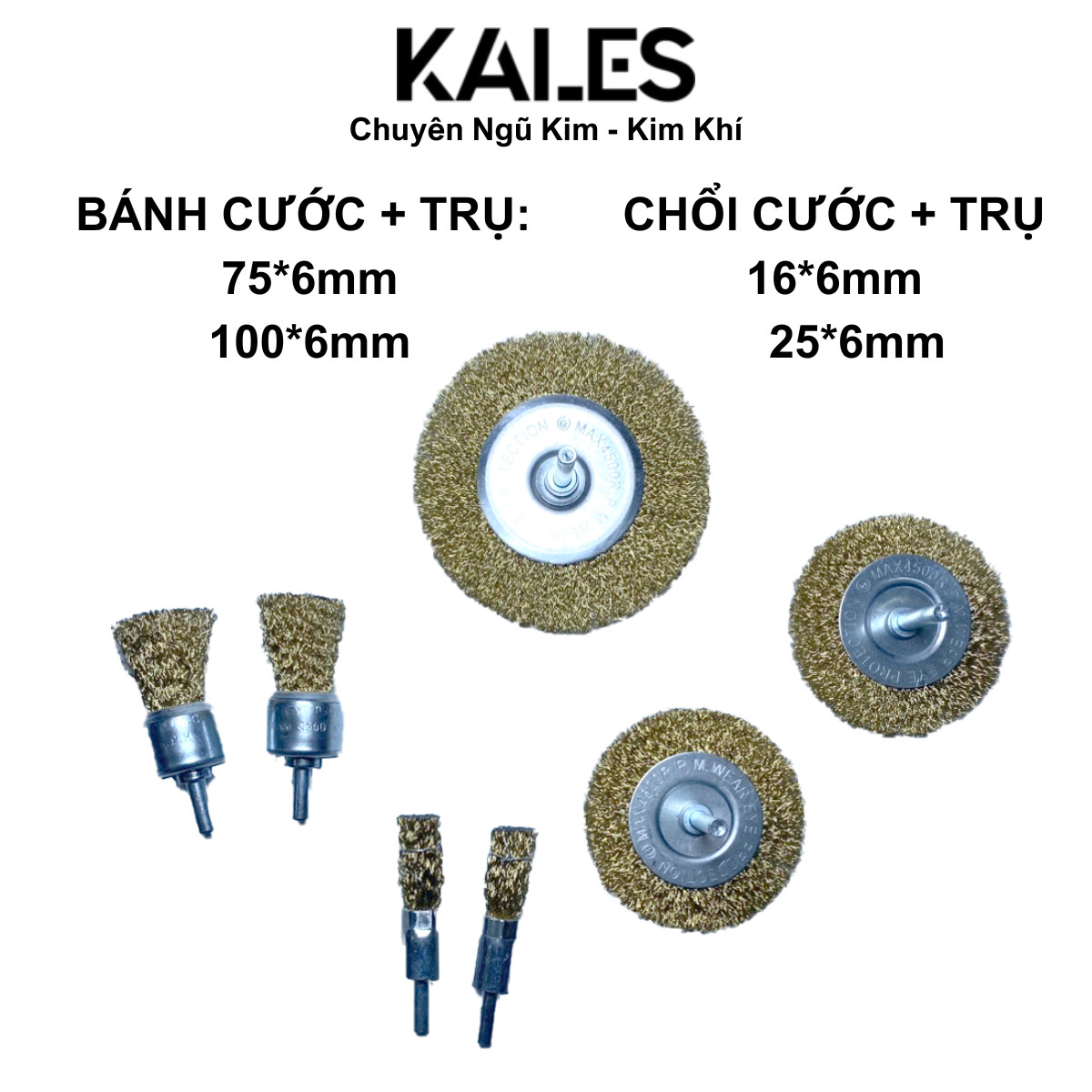 Bánh Cước Chổi Sợi Thép Tròn - Chổi Cọ Đánh Rỉ Sét Nhiều Kích Thước | KALES