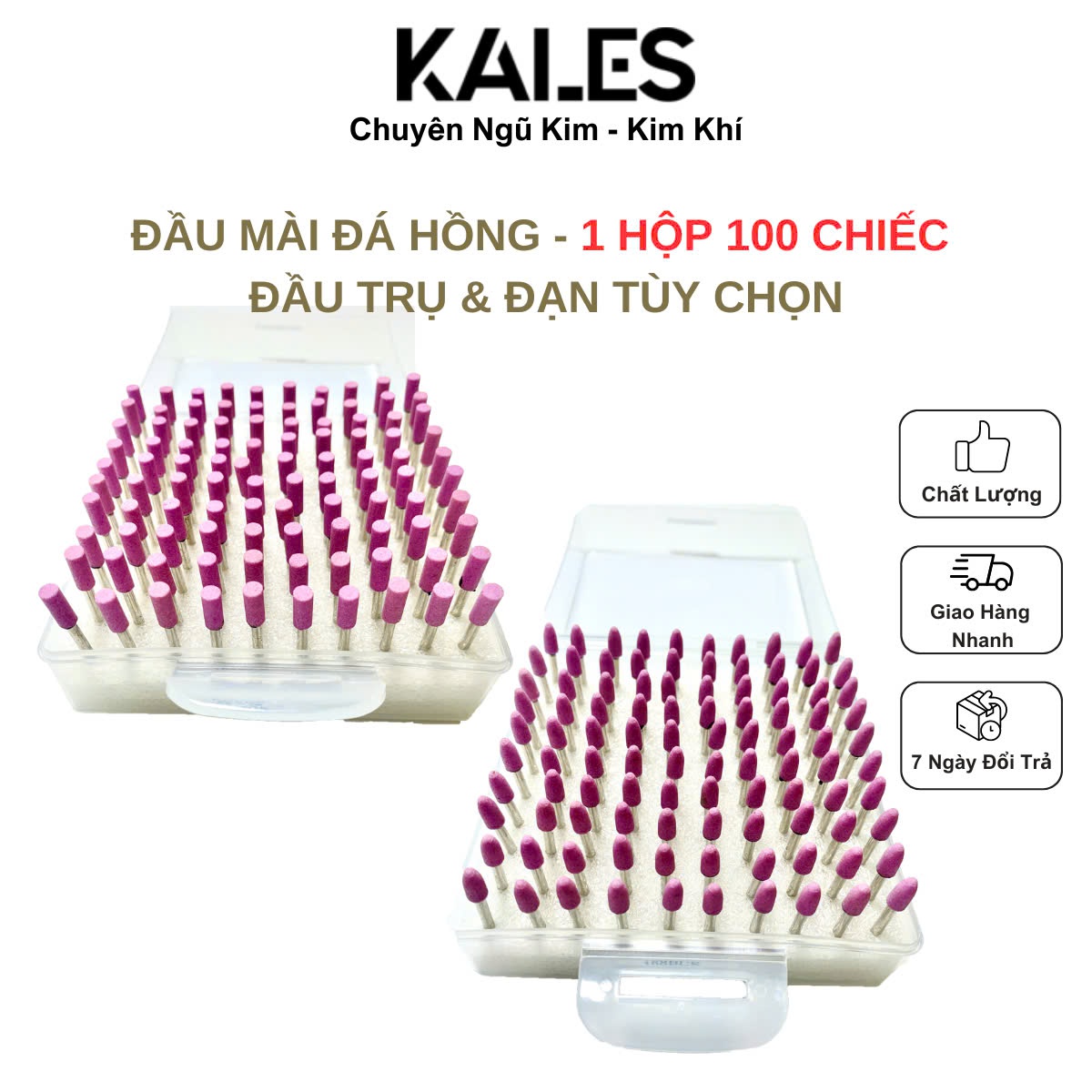 Đầu Mài Đá Hồng Đầu Đạn - Bi - Trụ - Nón Nhiều Kích Thước Nhiều Phân Loại Tùy Chọn Chuyên Đánh Mài | KALES