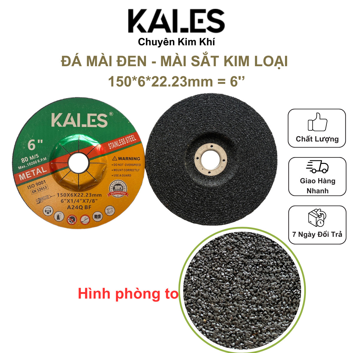 Đá Mài Đen - Mài Sắt Kim Loại 150*6*22.23mm = 6'' | KALES