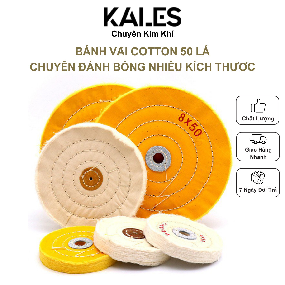 Bánh Vải Cotton 50 Lá Chuyên Đánh Bóng Nhiều Kích Thước KALES