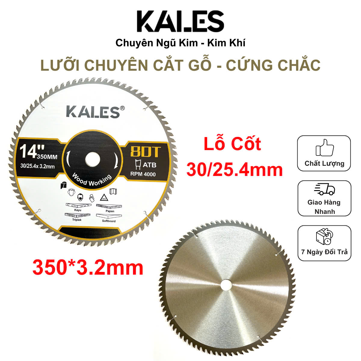 Lưỡi Chuyên Cắt Gỗ Cứng Chắc 80T - 350*3.2mm | KALES