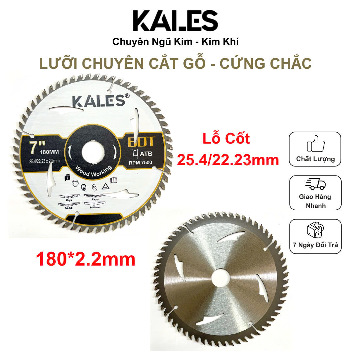 Lưỡi Chuyên Cắt Gỗ Cứng Chắc 60T - 180*2.2mm | KALES