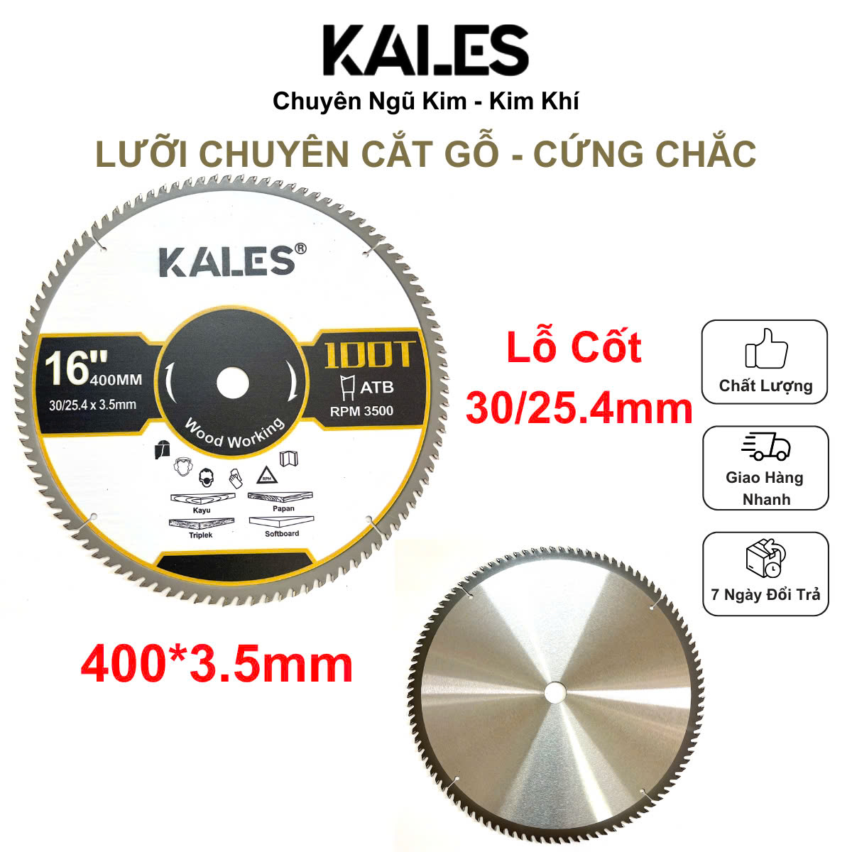 Lưỡi Chuyên Cắt Gỗ Cứng Chắc 100T - 400*3.5mm | KALES