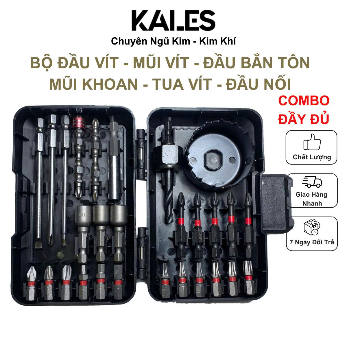 Bộ Đầy Đủ Đầu Vít Mũi Vít Đầu Bắn Tôn Đầu Nối Tua Vít | KALES