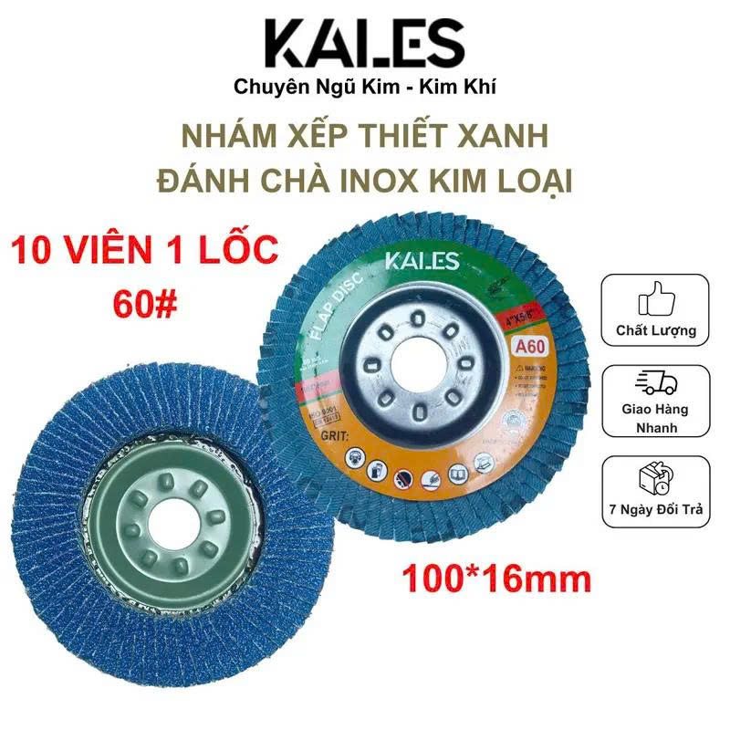 Nhám Xếp Thiết Xanh Cát 60 - Đánh Chà Inox Kim Loại 100*16mm | KALES