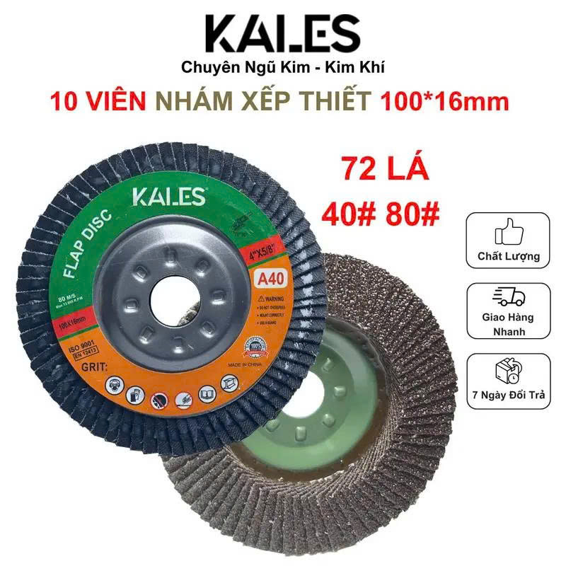 10 Viên 1 Lốc Nhám Xếp Thiết 72 Lá Đánh Chà Kim Loại 100*16mm | KALES
