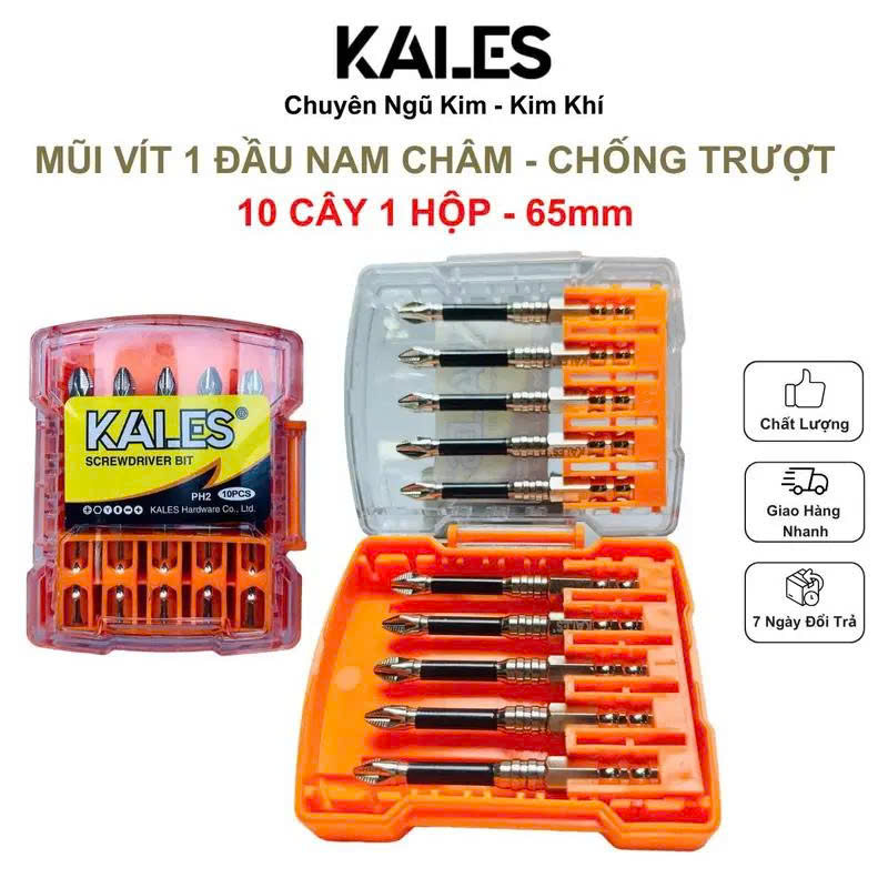 Hộp 10 Mũi Vít 1 Đầu Nam Châm Chống Trượt 65mm | KALES