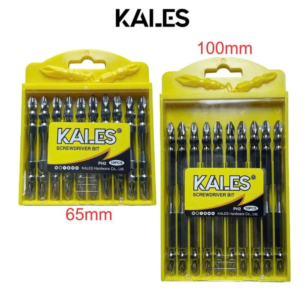 Hộp 10 Mũi Vít 2 Đầu PH2 Nam Châm Chống Trượt Dài 65mm - 100mm Tùy chọn | KALES