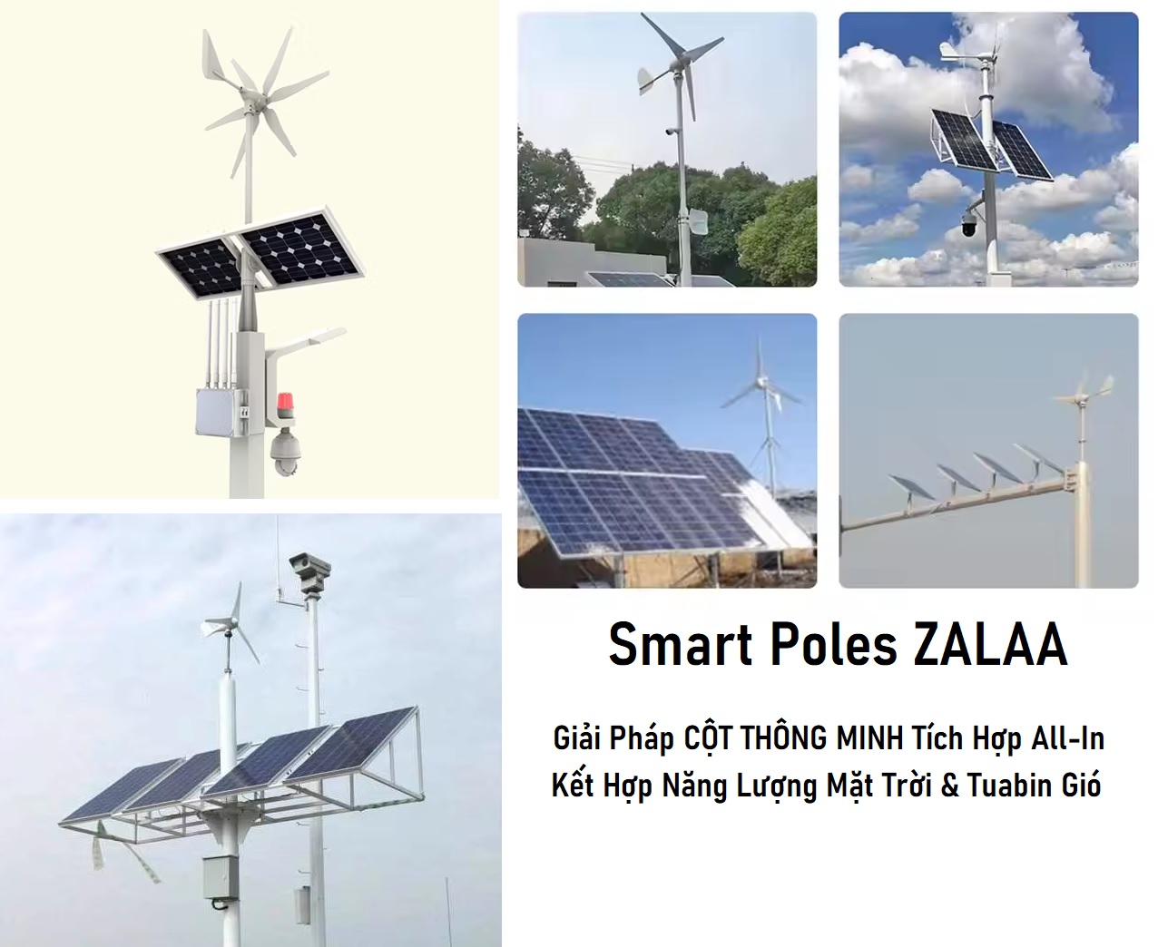 Smart Poles ZALAA: Giải Pháp Chiếu Sáng Kết Hợp Năng Lượng Mặt Trời & Tuabin Gió Tối Ưu Hóa Phát Thải Ròng Bằng 0