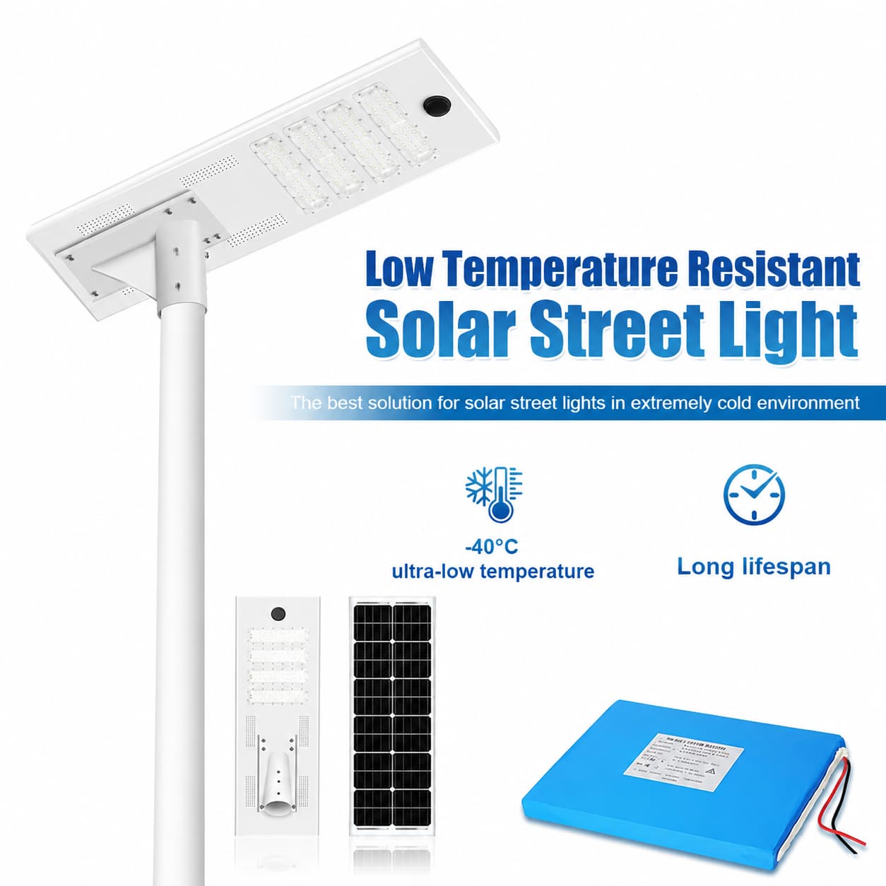 Create a high-quality square (1:1) product photo of ZALAA ZL-SE04-TK Solar Street Light, using the uploaded original photo as base. Style: ZALAA Smart Lighting Solutions branding, modern lighting, professional clean white background, white border