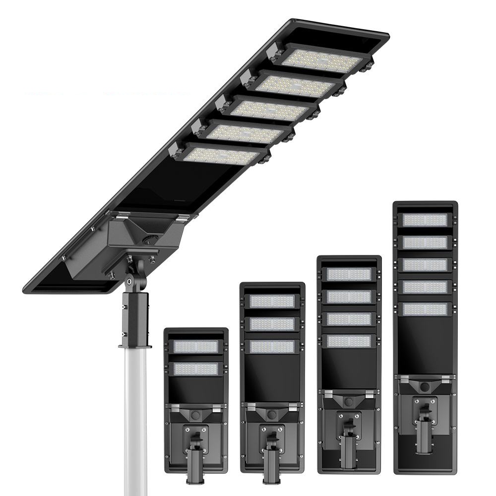 ZALAA ZL-AIO-ALF-T Integrated Solar Street Light, using the uploaded original photo as base. Style: ZALAA Smart Lighting Solutions branding, modern lighting, professional clean white background, white border