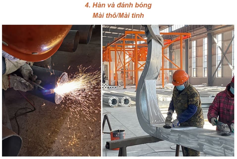 Cột Thép Mạ Kẽm Nhúng Nóng cho Cột Đèn Cao Áp từ 6-12m Tròn Côn / Bát Giác