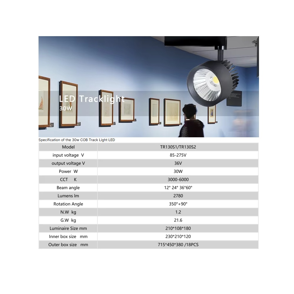 Bản vẽ kỹ thuật đèn Track Light TR13051 - ZALAA Jsc - Kích thước và góc xoay.