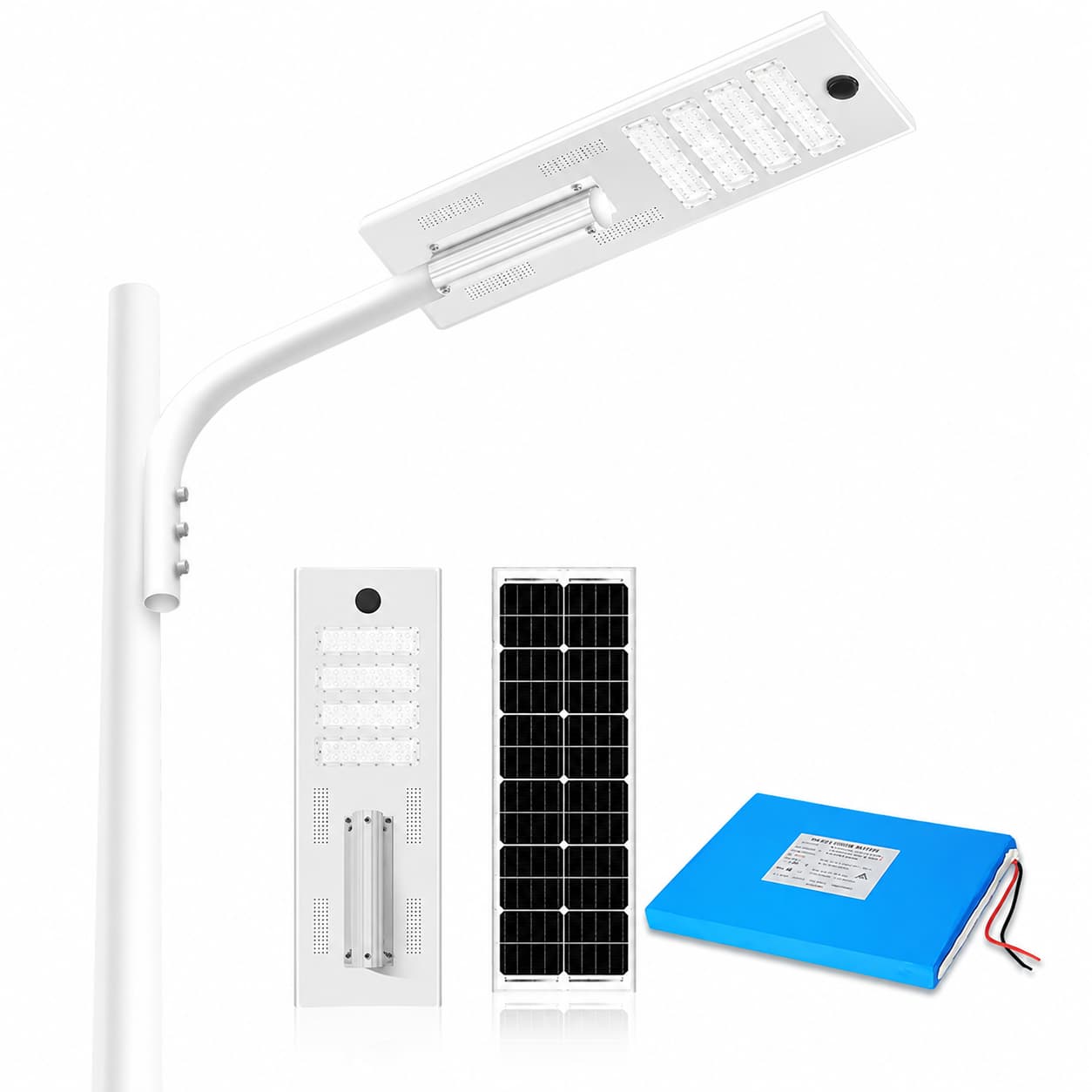 Create a high-quality square (1:1) product photo of ZALAA ZL-SE04TT Solar Street Light, using the uploaded original photo as base.
