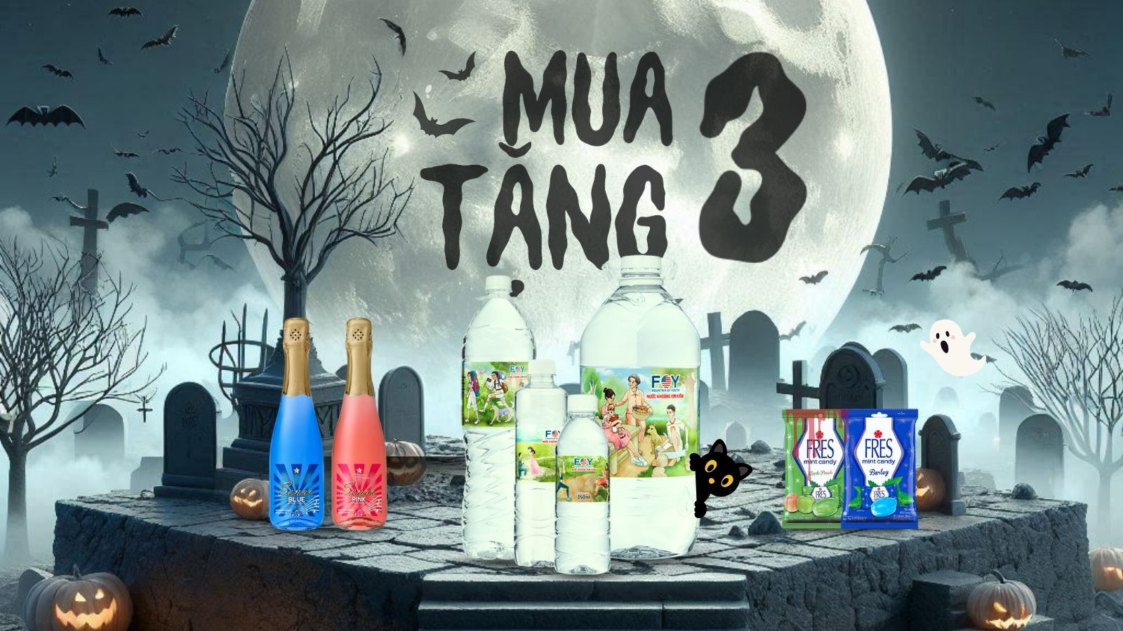 MUA 3 TẶNG 3 - Khuyến mại siêu khủng đêm Halloween với FOY Việt Nam