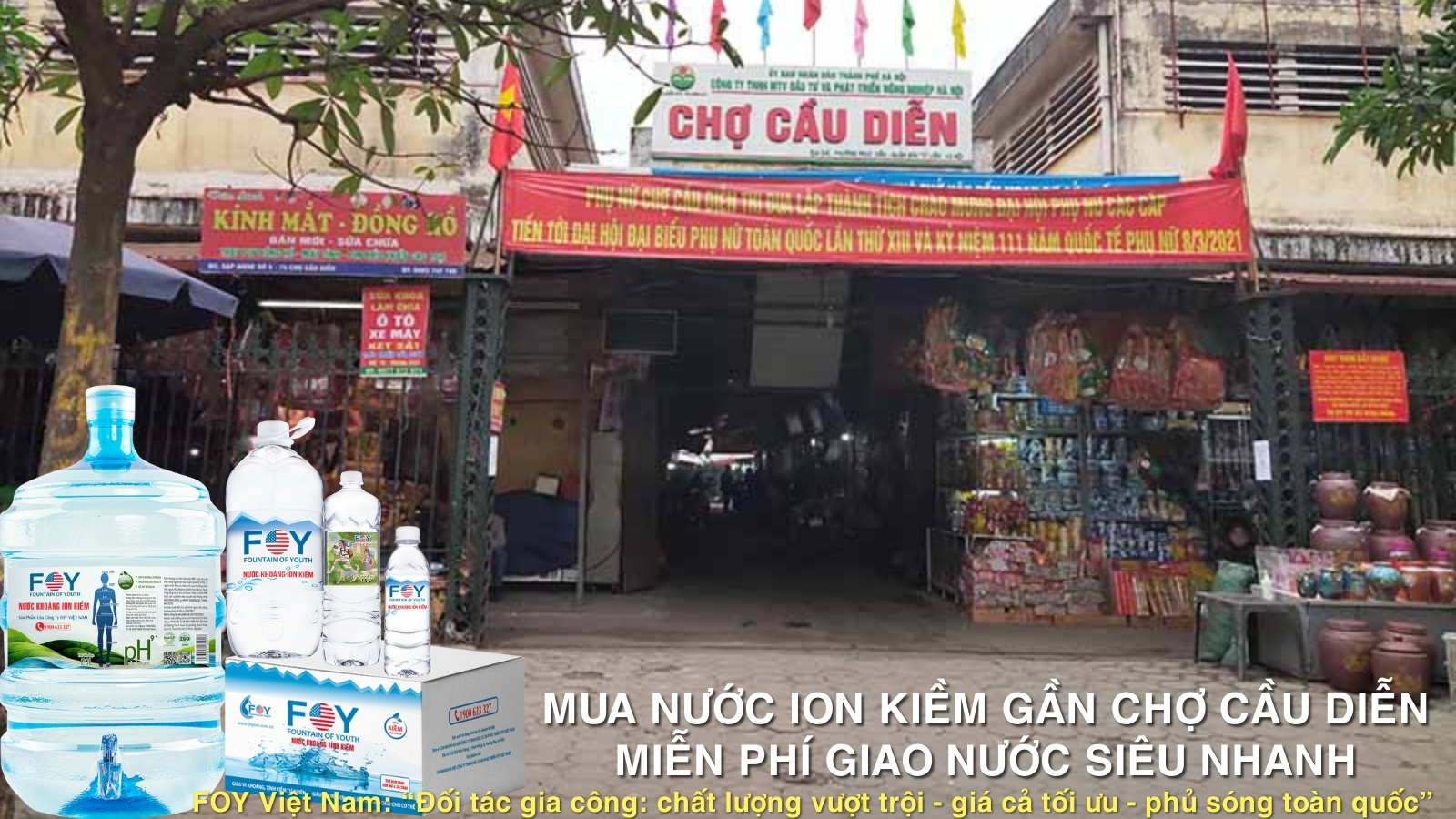 Mua nước ion kiềm gần chợ Cầu Diễn - Miễn phí giao nước siêu nhanh