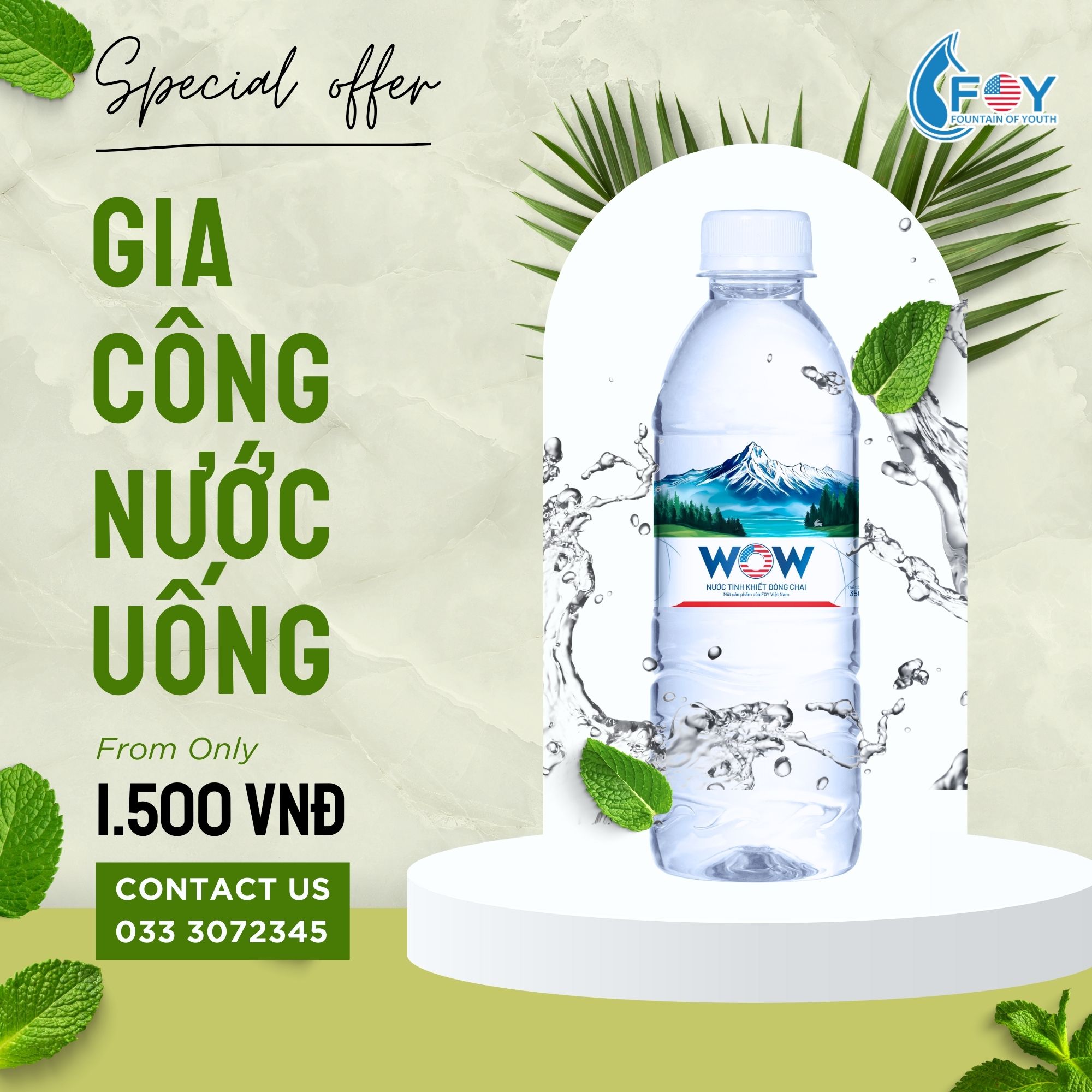 gia công nước uống đóng chai nhãn riêng