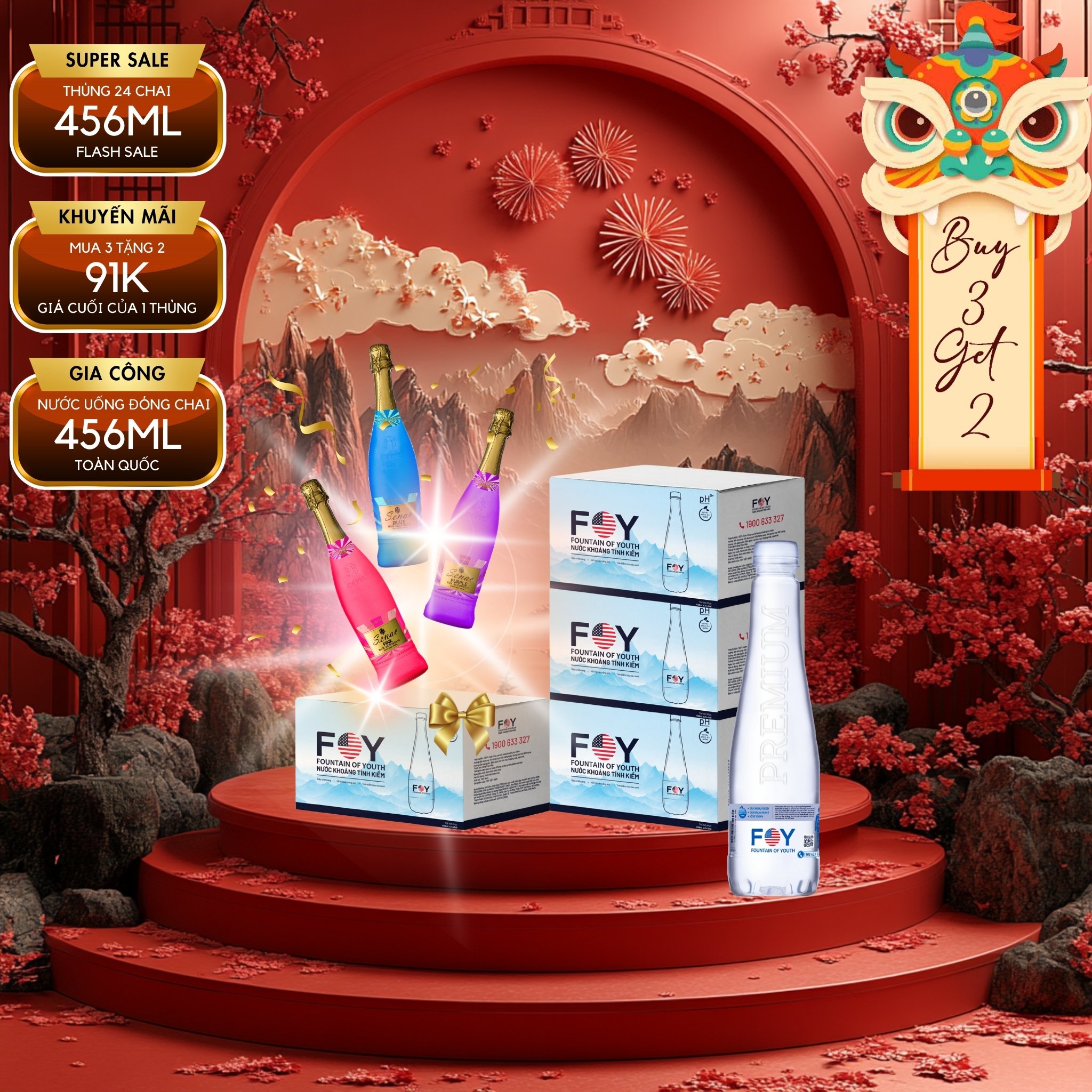 Combo 10 thùng nước tinh khiết đóng chai WOW 500ml