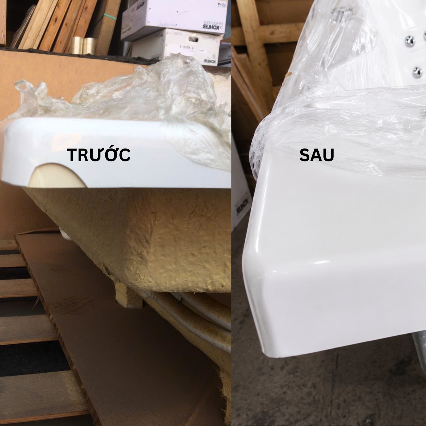 Phục hồi bồn tắm Kohler bị bong lớp phủ