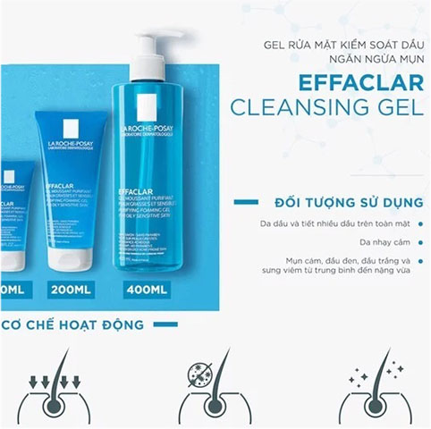 Sữa rửa mặt ngừa mụn La Roche-Posay Effaclar Purifying Foaming Gel 200ml