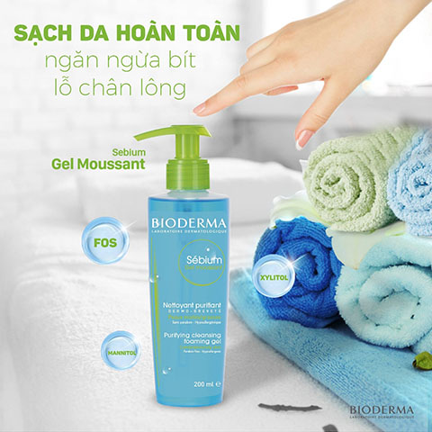 Sữa rửa mặt Bioderma Sebium Moussant Gel cho da nhờn mụn