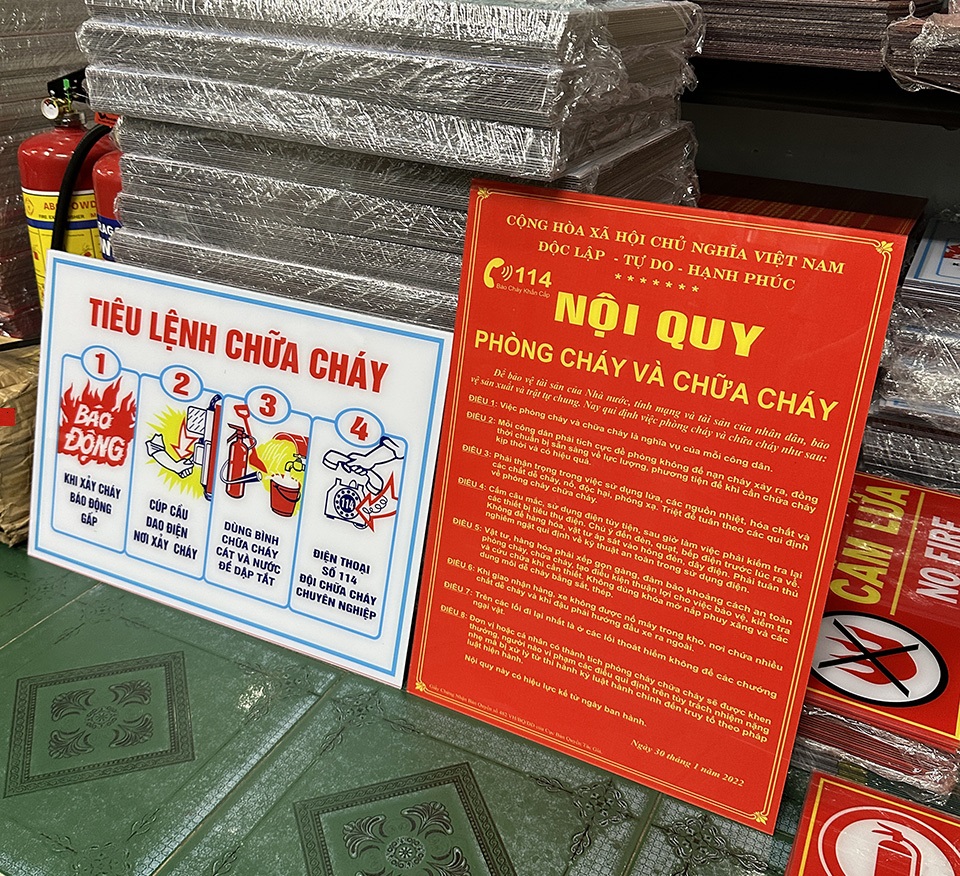 BỘ BẢNG NỘI QUY TIÊU LỆNH PCCC KHÔNG RỈ