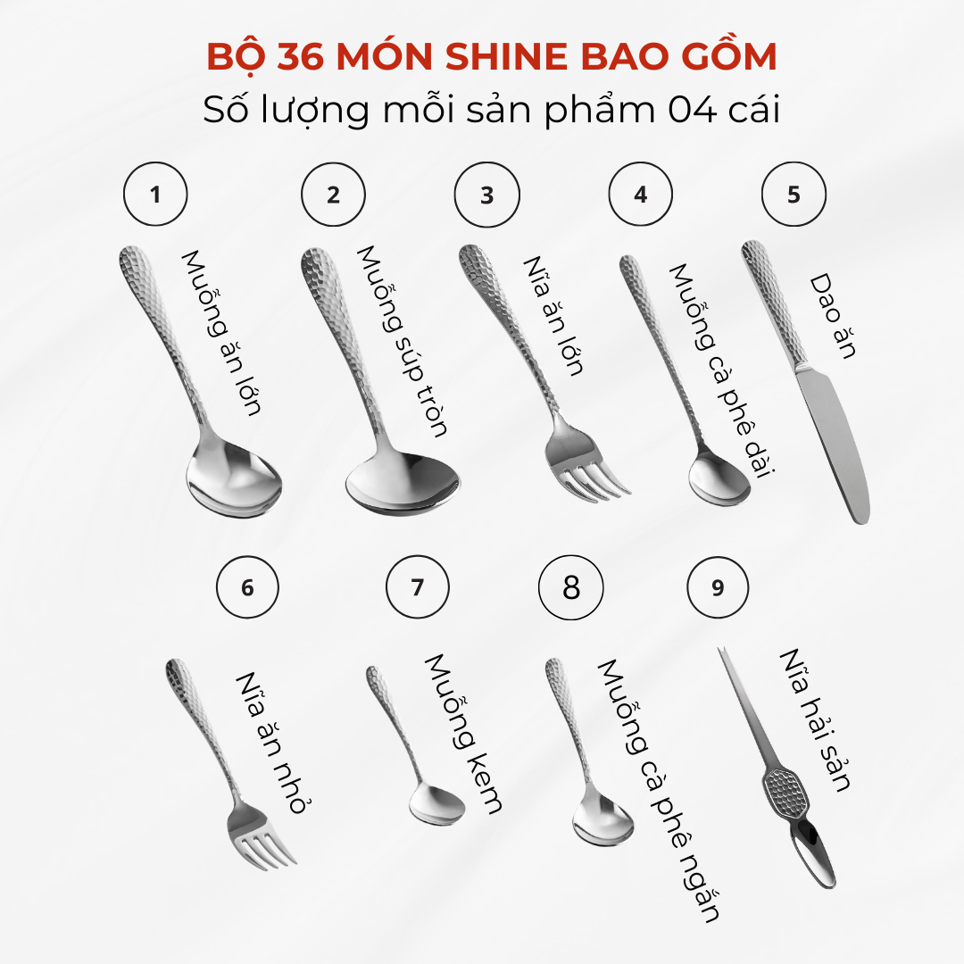 BỘ SHINE 36 MÓN (9 sản phẩm x 4 cái)