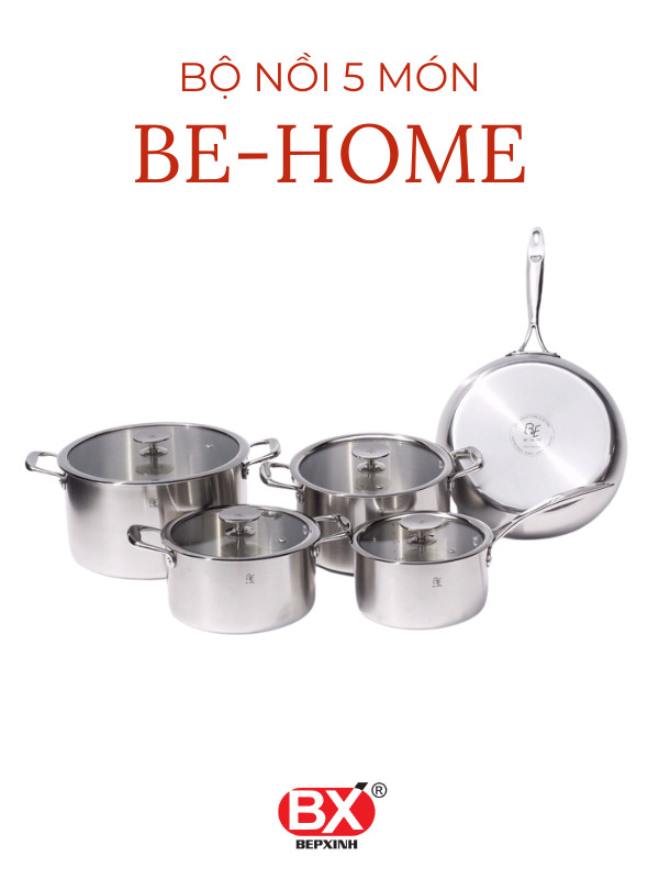 BỘ NỒI 5 MÓN BE-HOME 3 LỚP
