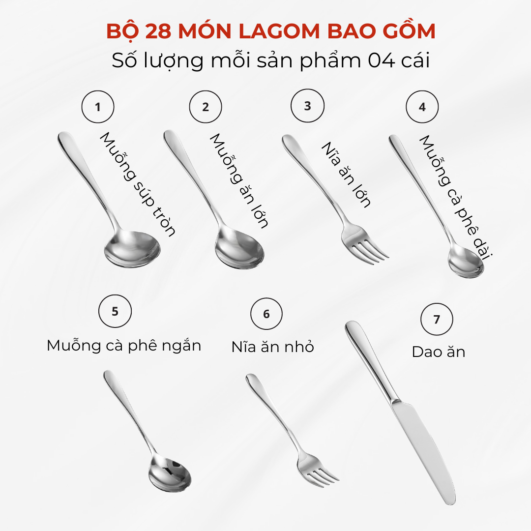 BỘ LAGOM 28 MÓN (7 sản phẩm x 4 cái)